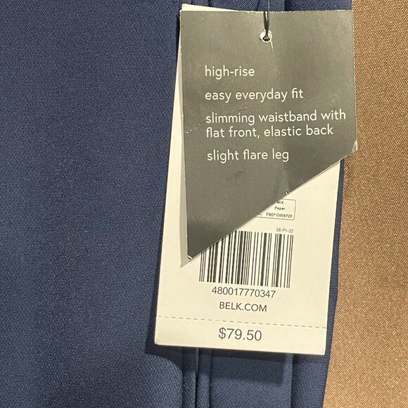 NWT Women's Sz. 2 Navy High Rise Pull-On Slimming Waist Flare Leg Pant w/Pockets - Picture 9 of 16